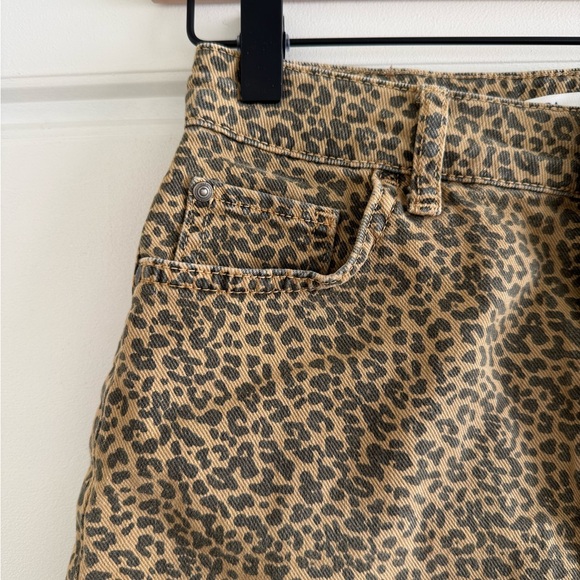 Zara Leopard Print Front Slit Mini Skirt Size Extra Small - Picture 2 of 6
